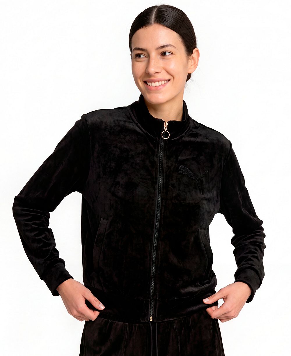 Женская куртка Puma Ess с полным zipper и воротником-стойкой из велюра