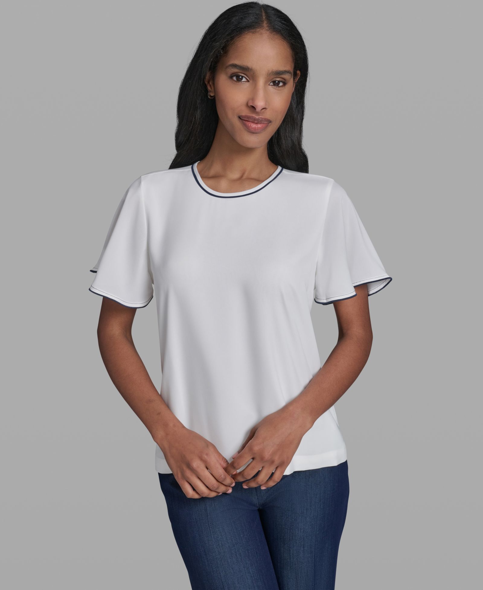 Женская блузка KARL LAGERFELD PARIS Crew Neck Short-Sleeve