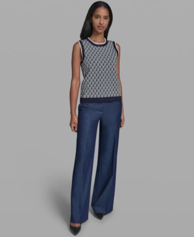 Женский трикотажный жилет KARL LAGERFELD PARIS Crew Neck Sleeveless Printed
