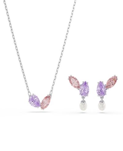 Набор колье и серег Ariana Grande x Swarovski® с родиевым покрытием, разноцветные