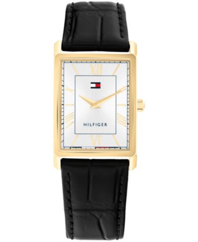 Мужские кварцевые часы Tommy Hilfiger из черной кожи, 25.5 mm