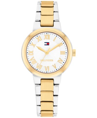 Tommy Hilfiger Женские кварцевые часы, двухцветная нержавеющая сталь, 28mm