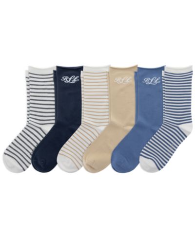 Lauren Ralph Lauren Women's Script Roll-Top Socks, 6-Pack