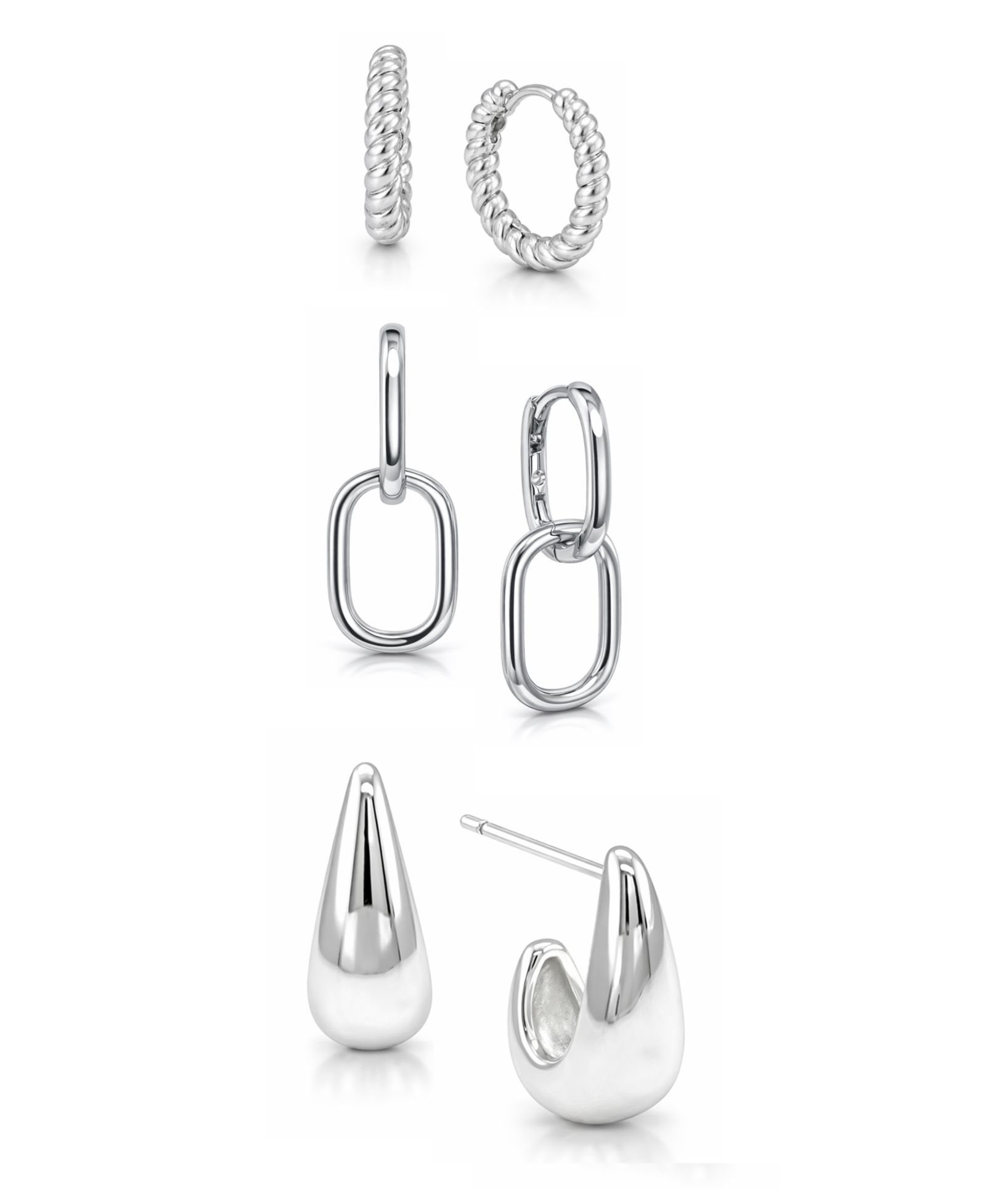 And Now This Oblong Post + J Hoop+ Hinge Hoop Earrings Set