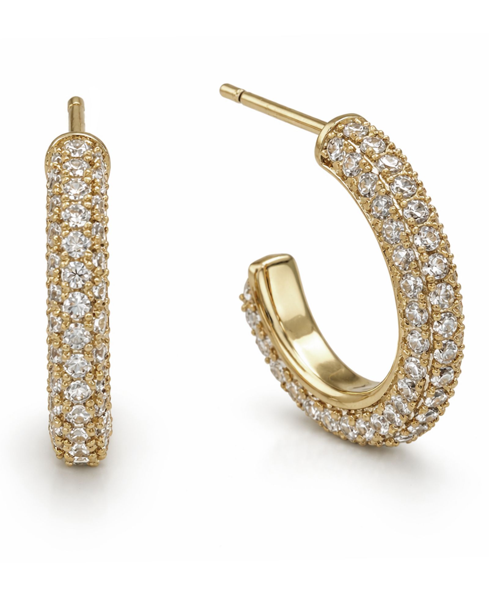 And Now This Clear Cubic Zirconia Pave Hoop Post Earrings