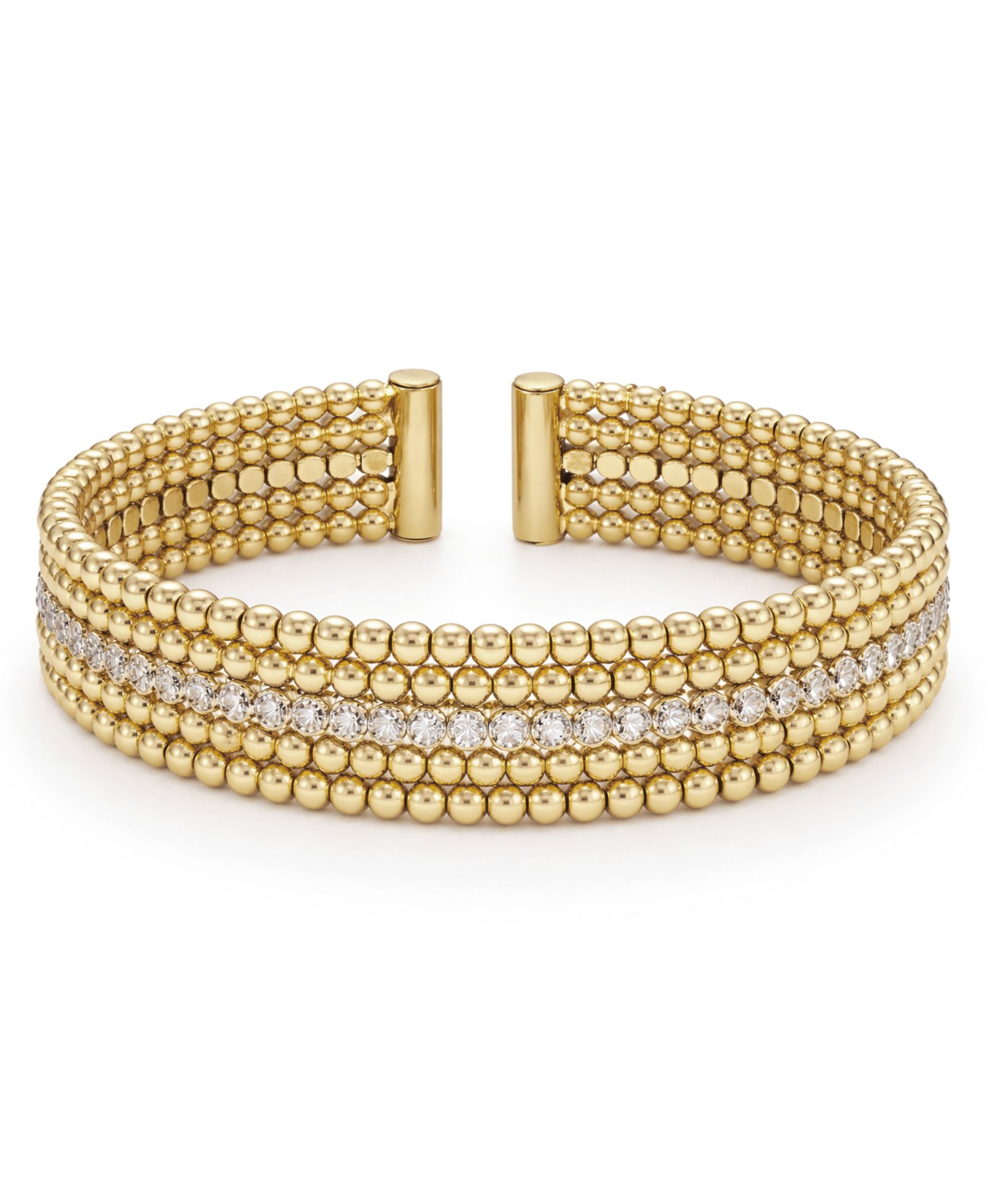 And Now This Clear Cubic Zirconia Beaded Bangle Bracelet