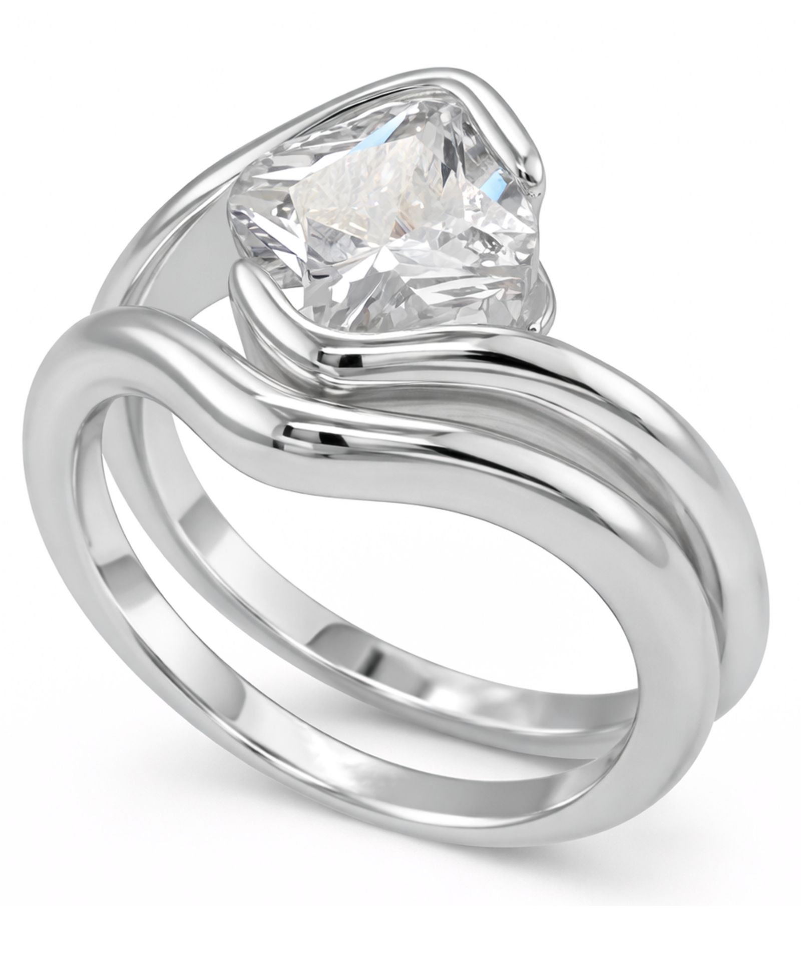 Кольца And Now This Clear Cubic Zirconia Wavy Stack Ring Set
