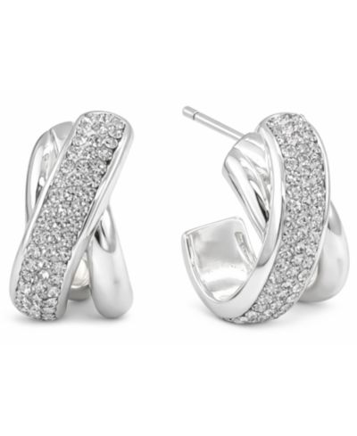 And Now This Clear Crystal X Center C Hoop Post Earrings