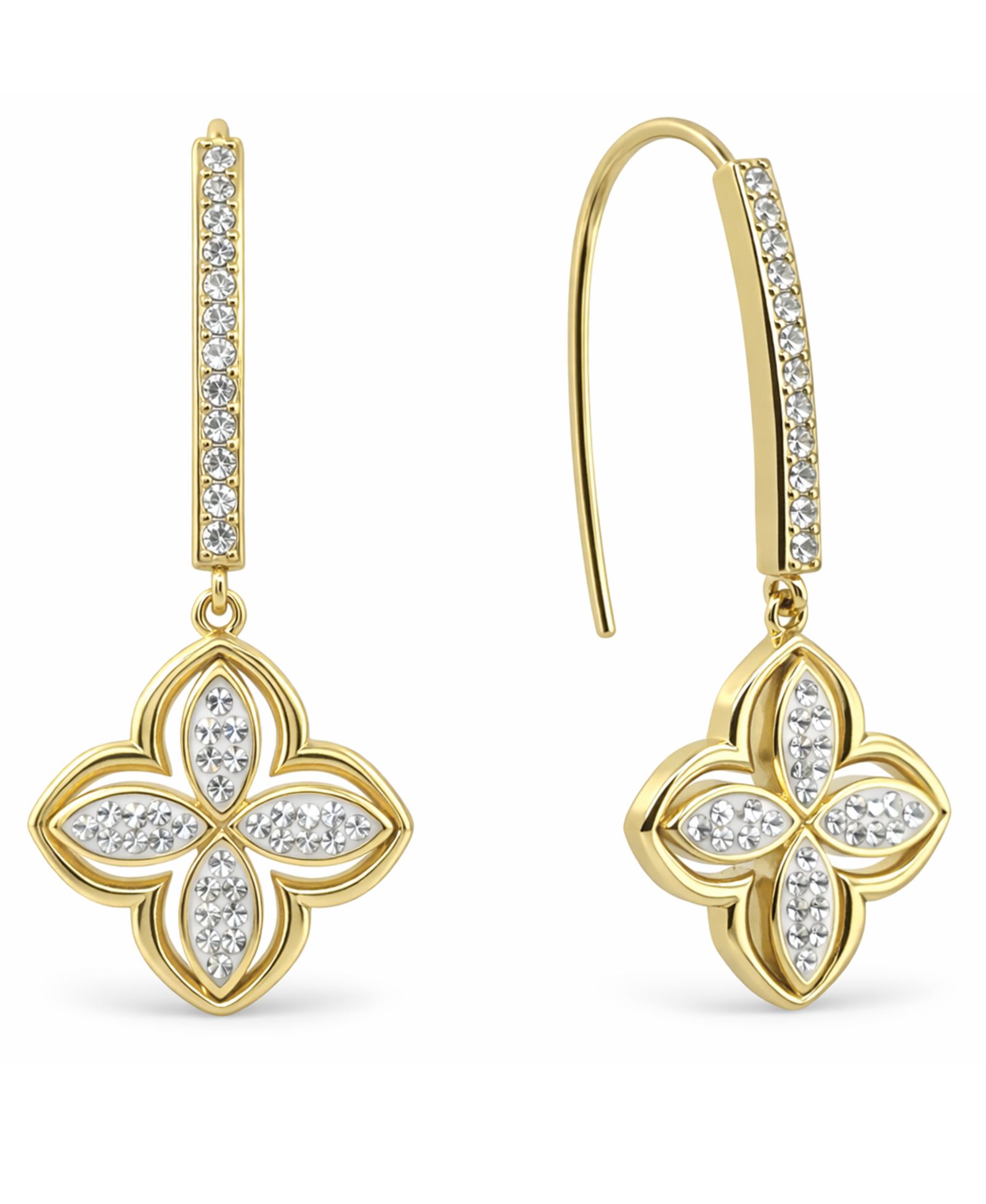 Серьги And Now This Clear Crystal Clover Drop Wire Hook