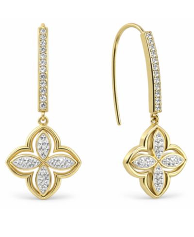 Серьги And Now This Clear Crystal Clover Drop Wire Hook