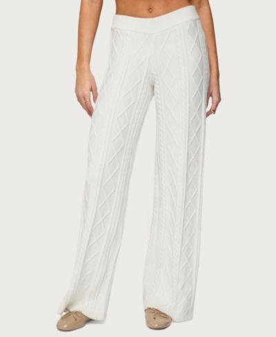Edikted Women's Louise Straight Leg Cable Knit Pants