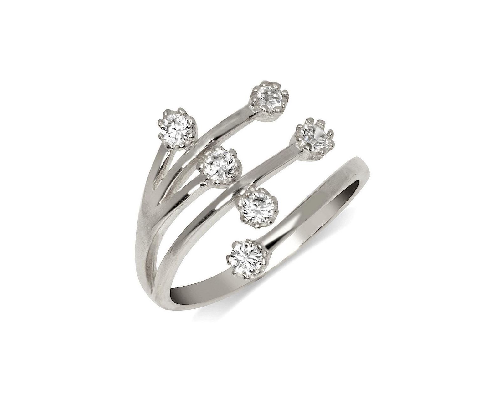 Регулируемое кольцо для пальца Curata Jewelry из цельного золота 10K или с кубическим цирконием Waterfall