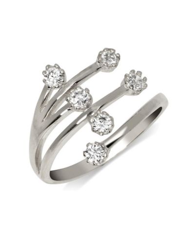 Регулируемое кольцо для пальца Curata Jewelry из цельного золота 10K или с кубическим цирконием Waterfall
