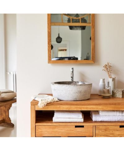 Tikamoon Rustic Genuine Marble Washbasin Sink Basin Circular Bowl Standard Bathroom