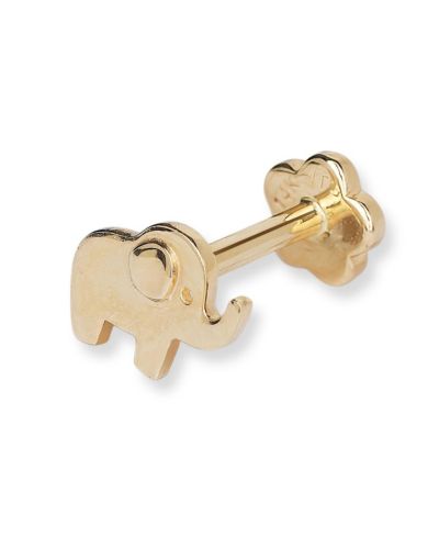 Curata Jewelry Solid 14k Yellow Gold 18G Cubic Zirconia Small Elephant Cartilage Labret Flat-back Piercing