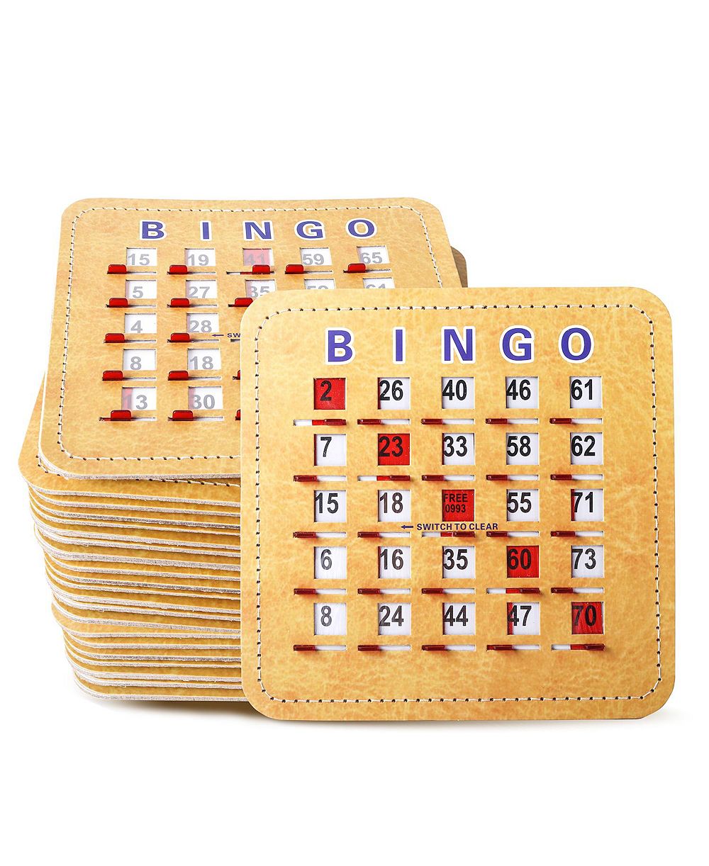 GSE Games & Sports Expert Shutter Bingo Cards, Easy-Read Large Print Bingo Cardboard with Sliding Windows (50-Pack)