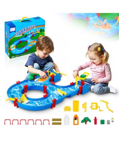 Slickblue Kids Waterway Playset with 39 Accessories for Outdoor Fun