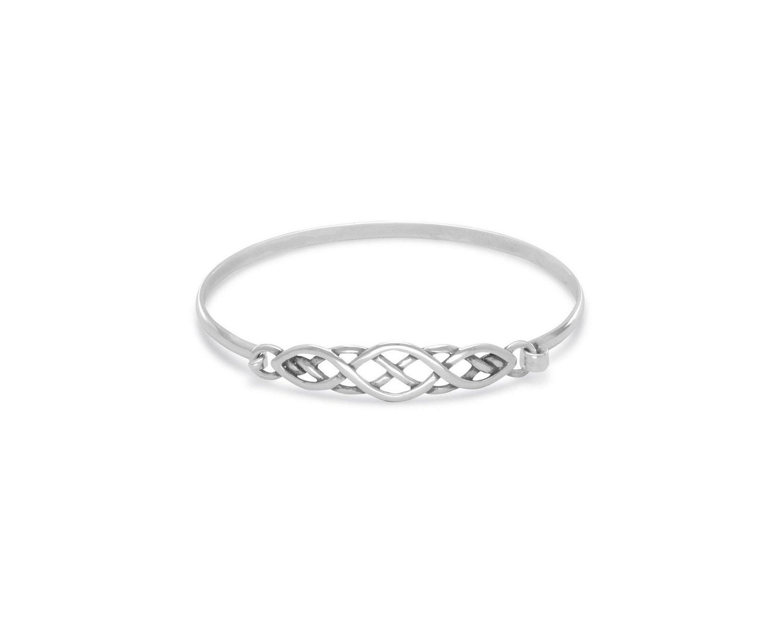 Curata Jewelry 925 Sterling Silver Antiqued Celtic Trinity Knot Hinged Bangle Bracelet