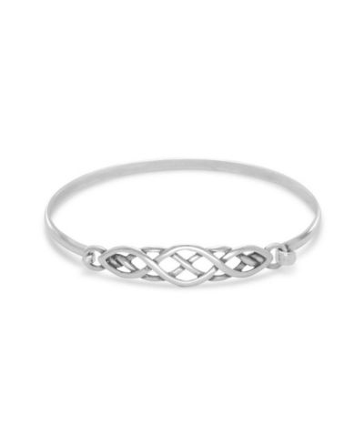 Curata Jewelry 925 Sterling Silver Antiqued Celtic Trinity Knot Hinged Bangle Bracelet