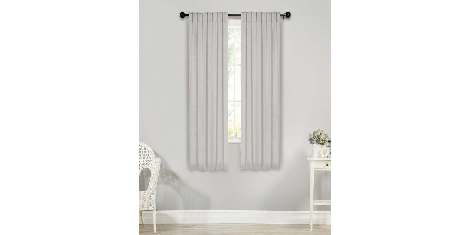 Solid Machine Washable Room Darkening Curtains with Back Tabs, Set of 2