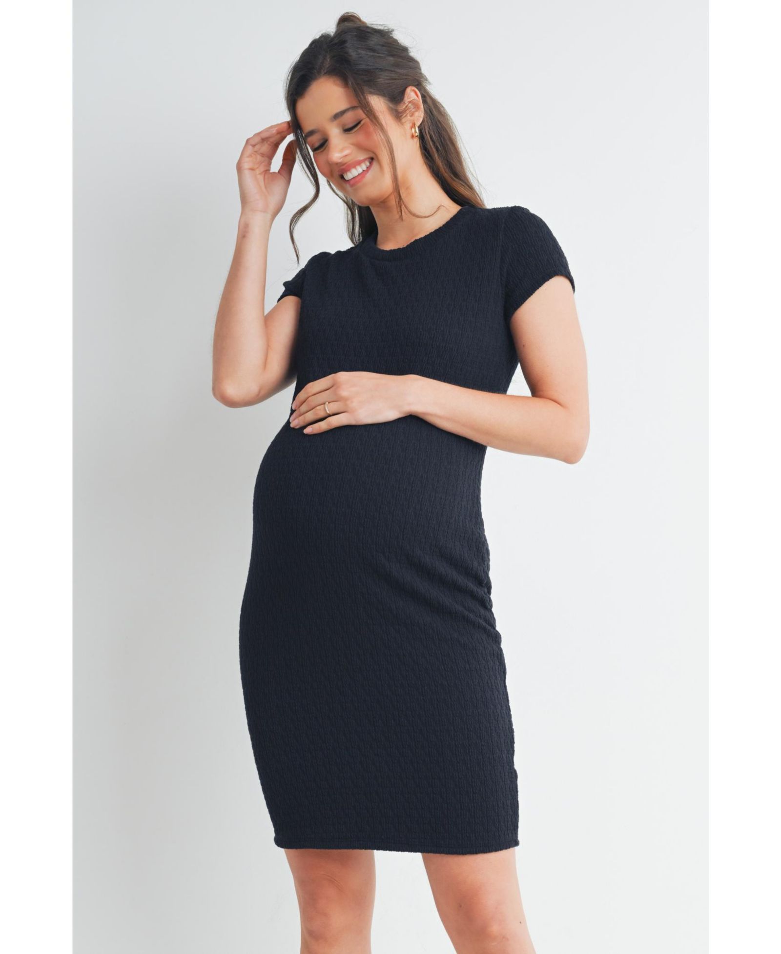Женское платье Hello Miz Maternity Crewneck Short-Sleeve Textured Bodycon