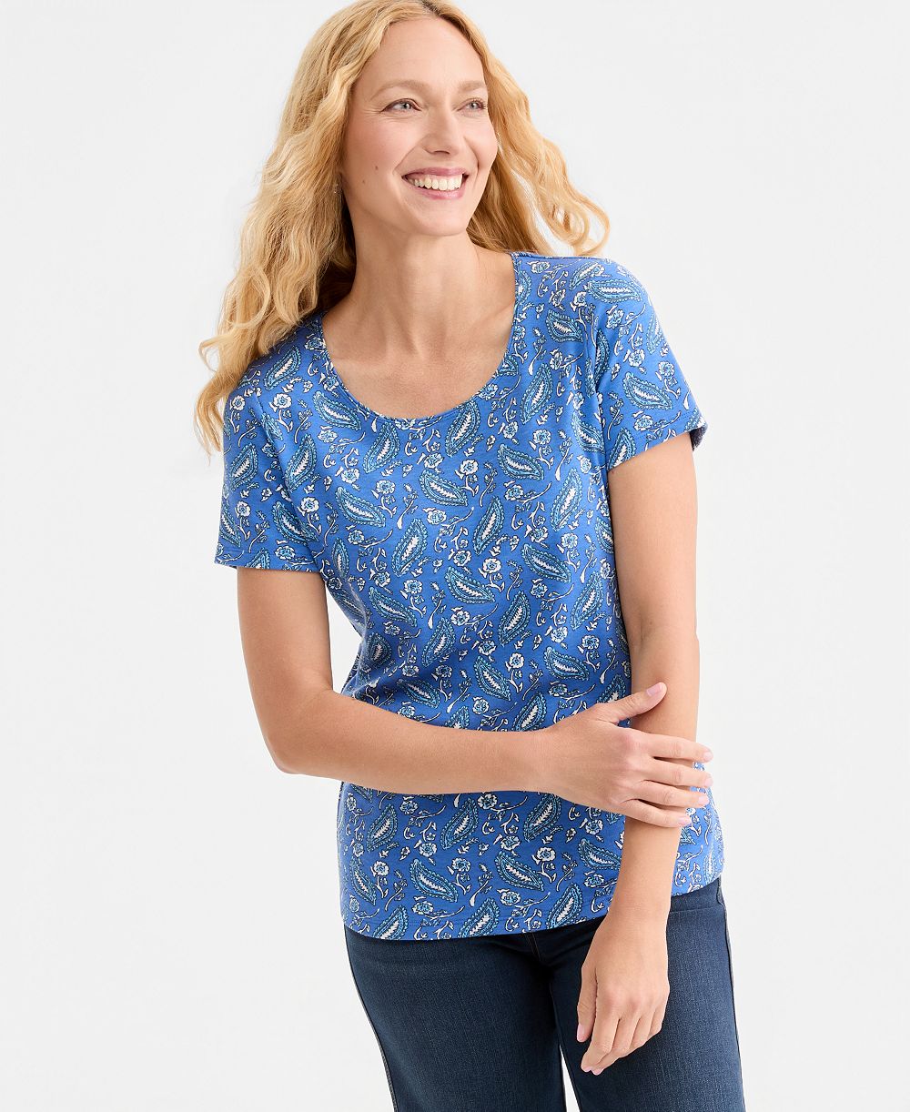 Style & Co Женский узорчатый топ с коротким рукавом, эксклюзив Macy's