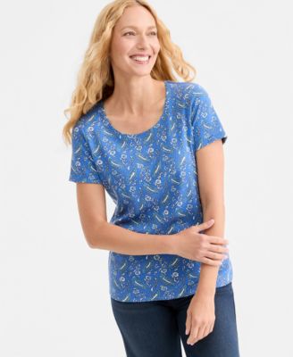 Style & Co Women's Printed Short-Sleeve Scoop-Neck Top, Macy's Exclusive
