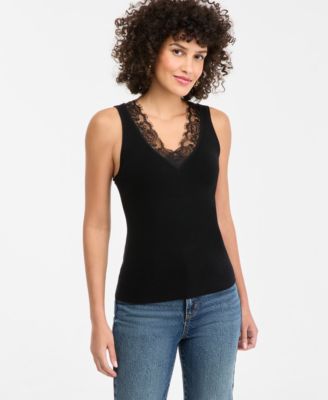 Трикотажный топ I.N.C. International Concepts Women's Lace-Trim V-Neck