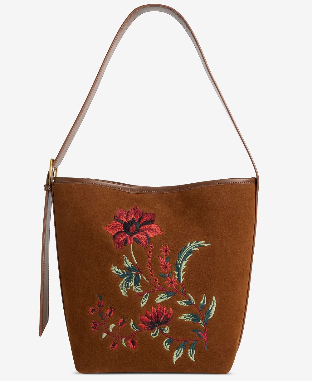 Style & Co Floral Embroidered Soft Bucket Bag, Macy's Exclusive
