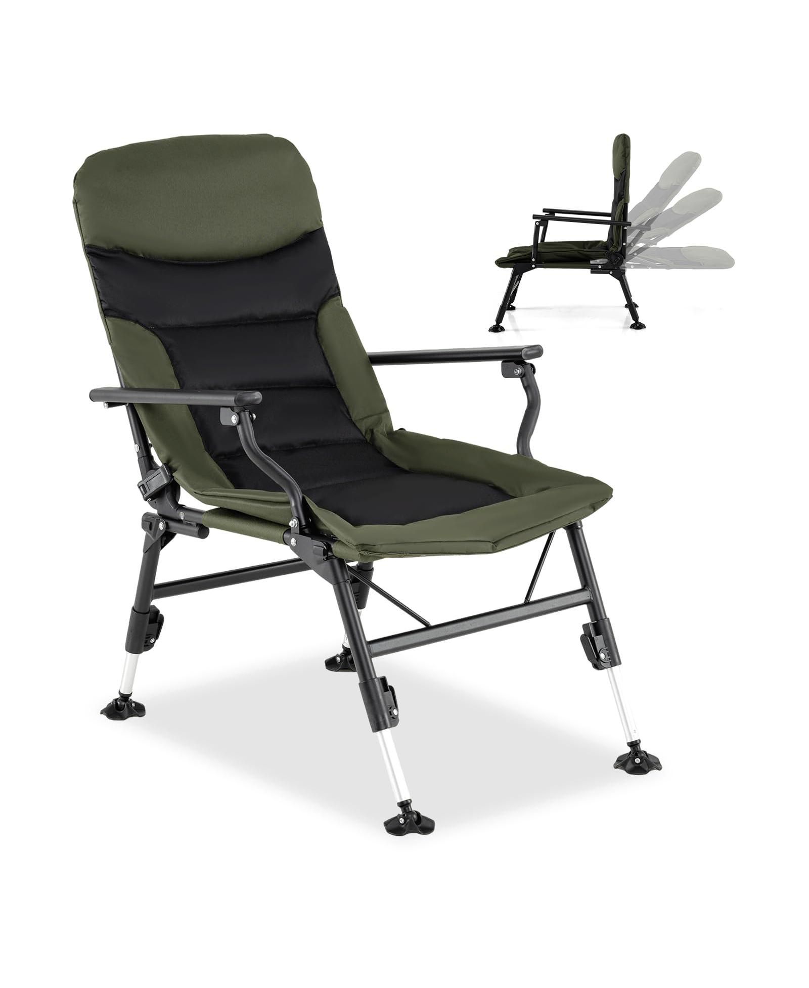 Mecale Oversized Folding Fishing Chair for Adults with Armrests, Portable Outdoor Chair