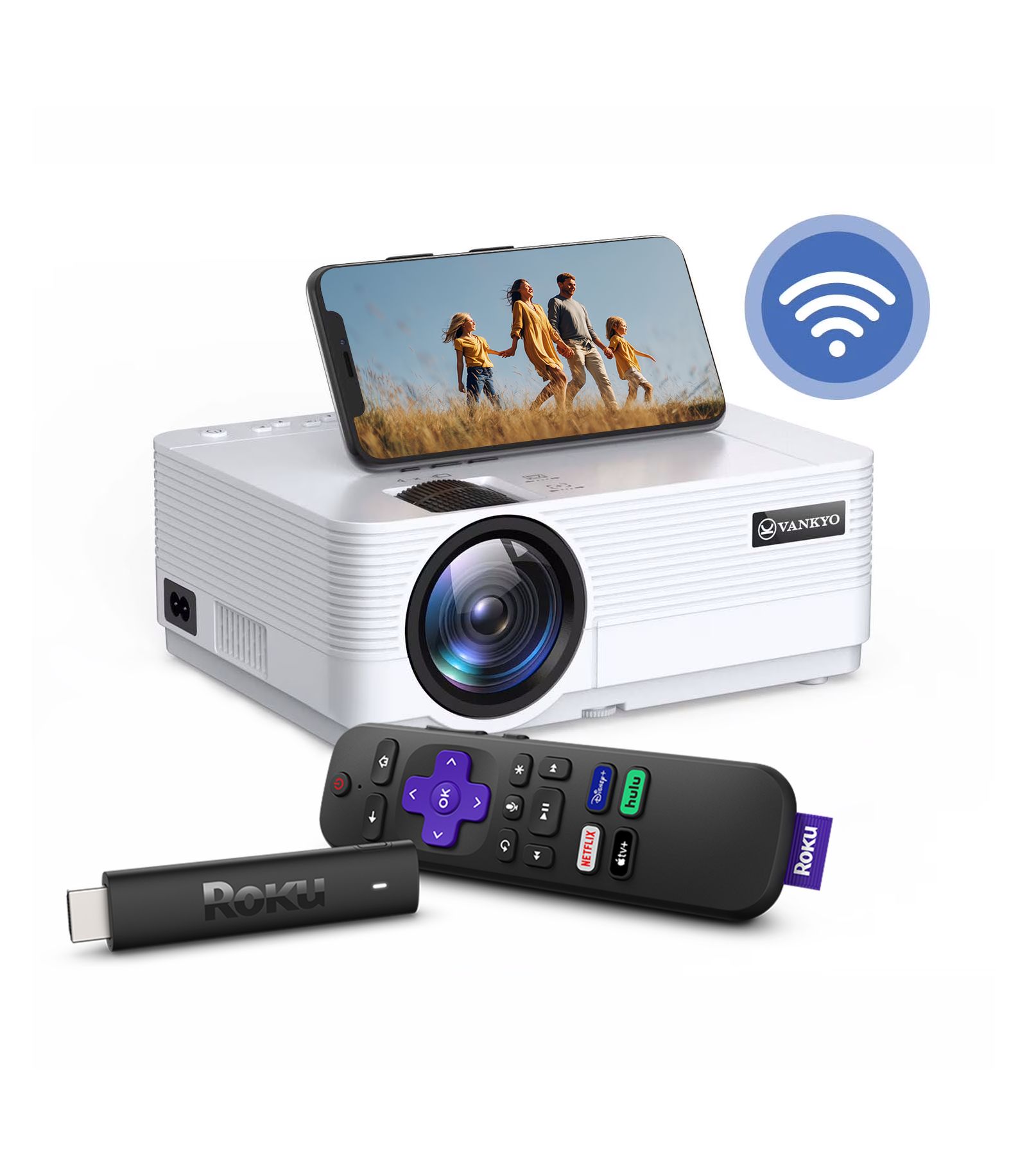 Vankyo портативный мини-проектор Leisure 470 с Roku Streaming Stick, белый