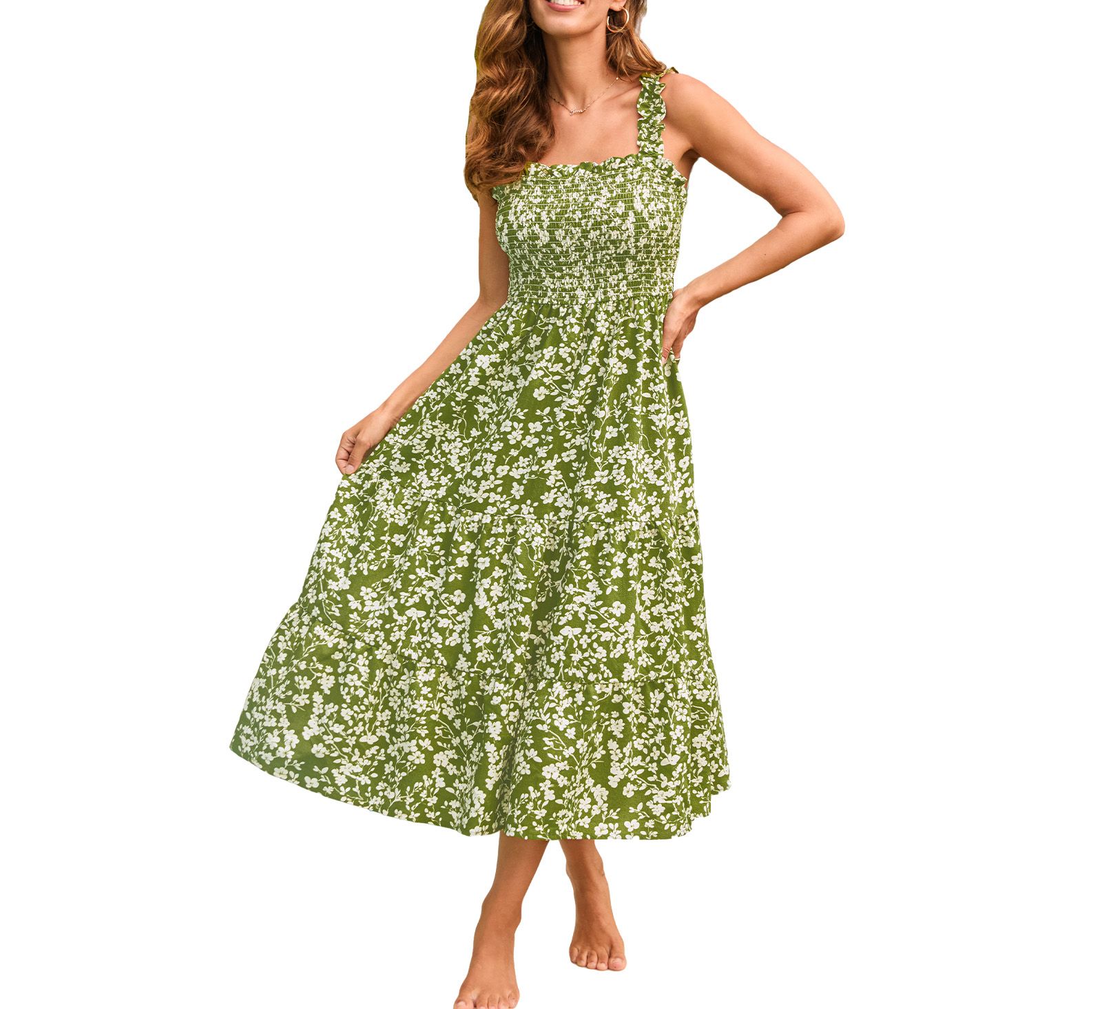 Женское пляжное платье Cupshe V-Neck Pull-On Smocked