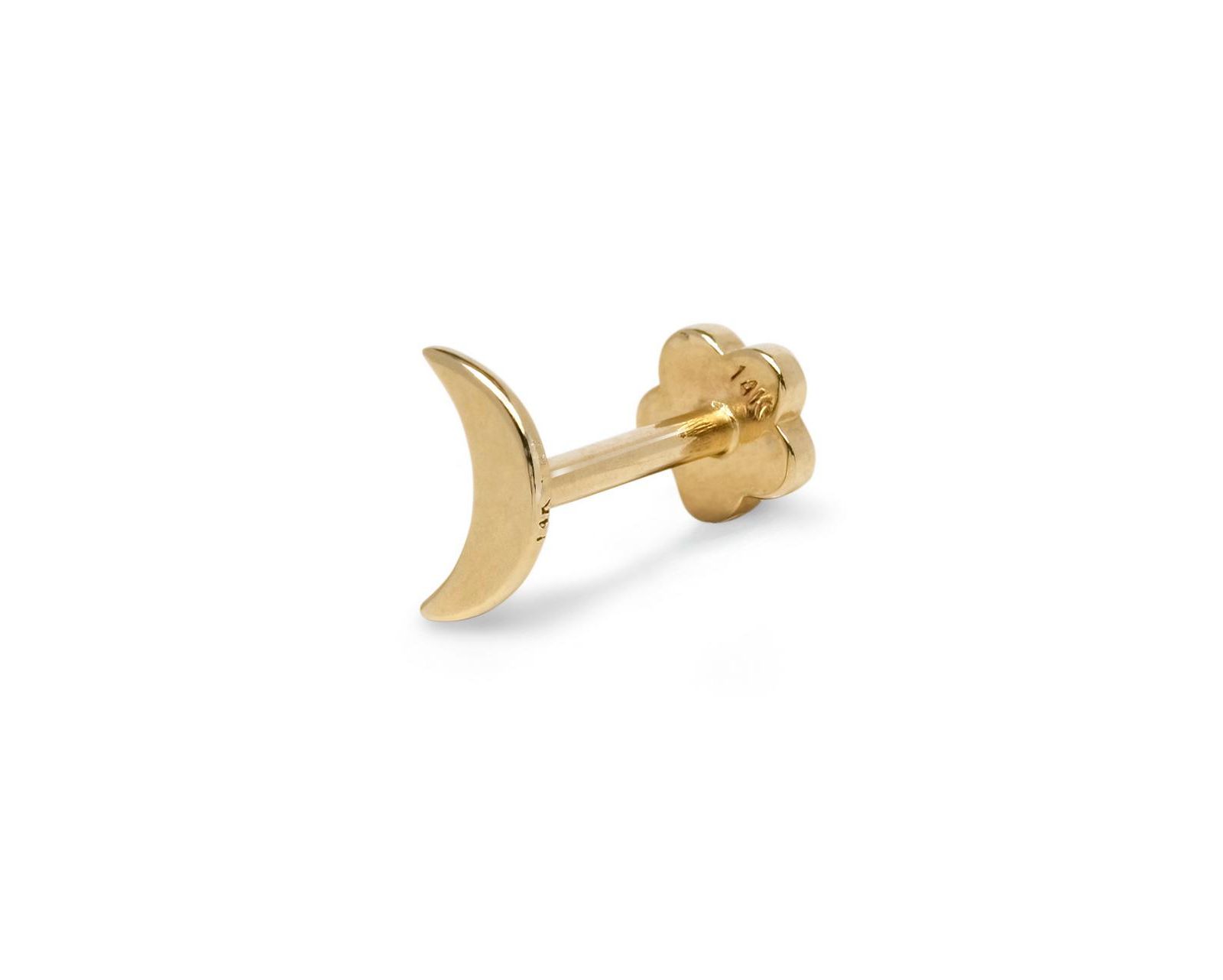 Curata Jewelry Solid 14k Yellow Gold 18G 6mm Crescent Moon Labret Cartilage Flat