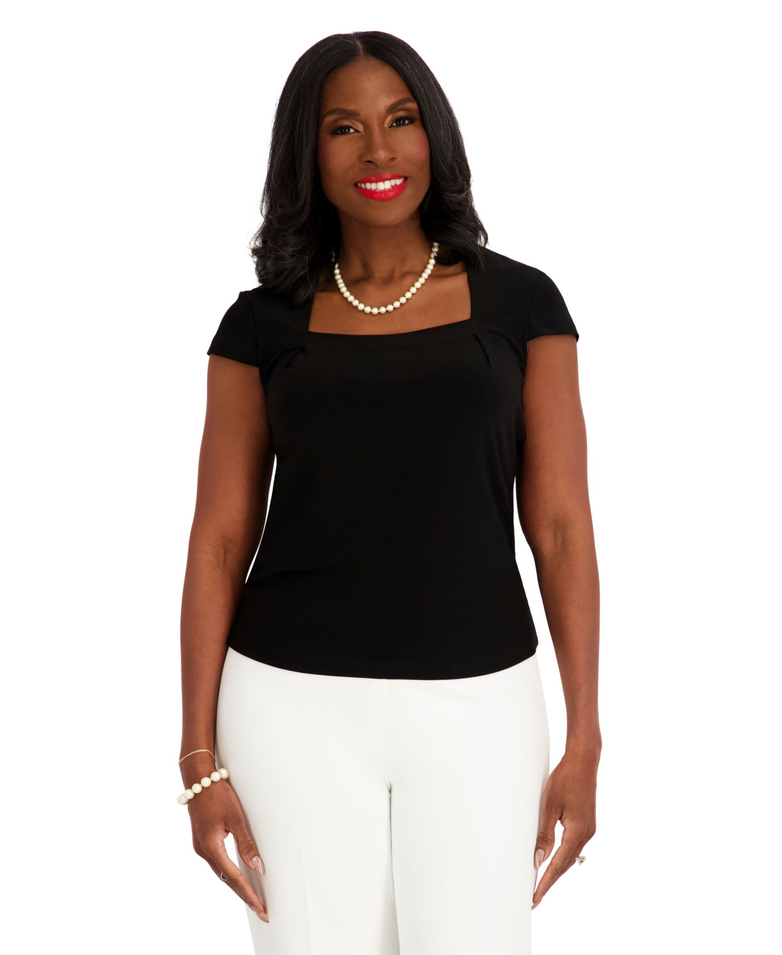 Kasper Women's Square Neck Short-Sleeve Top