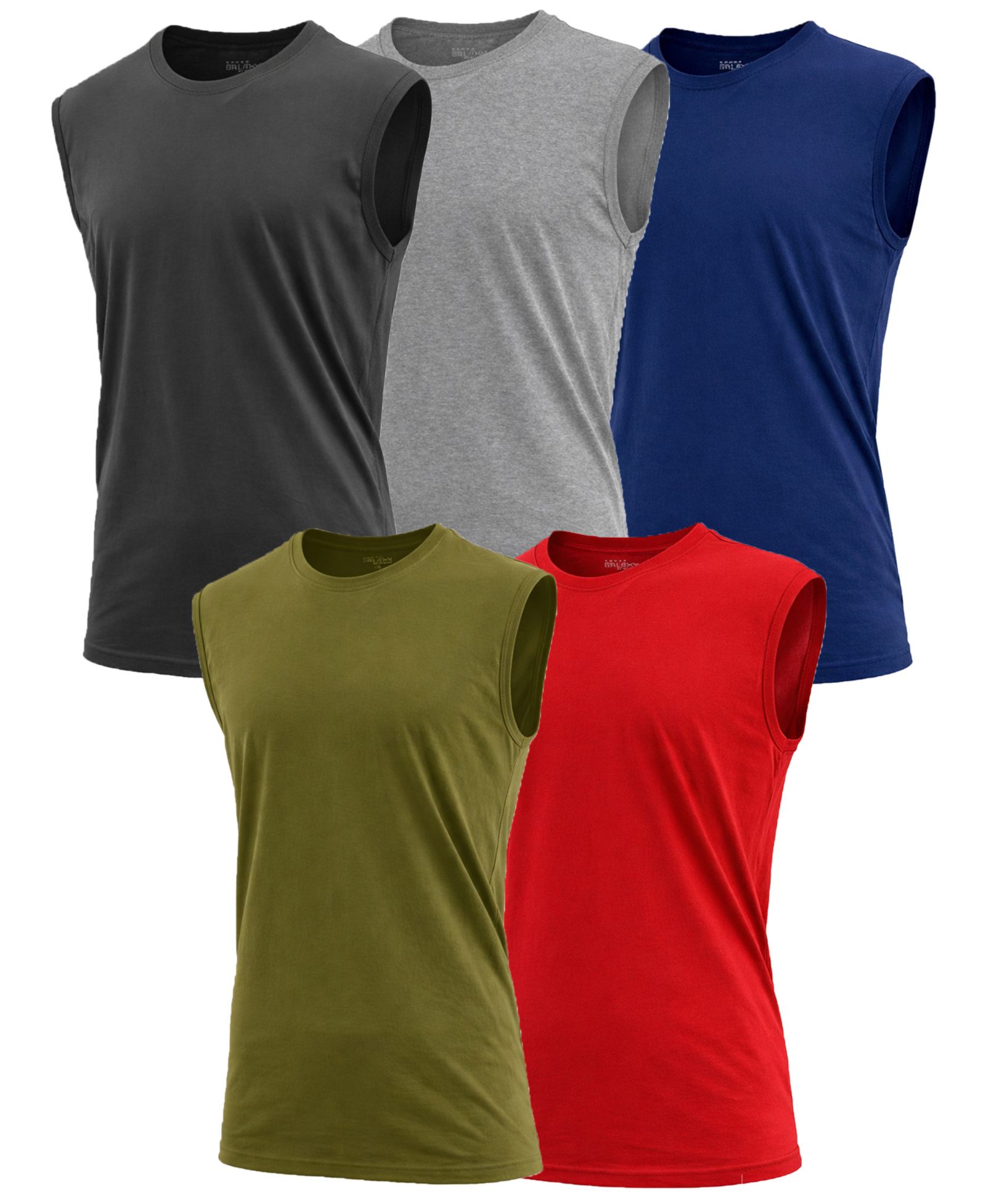 Blu Rock Men's 5-Pack Slim-Fit Sleeveless Muscle T-Shirt