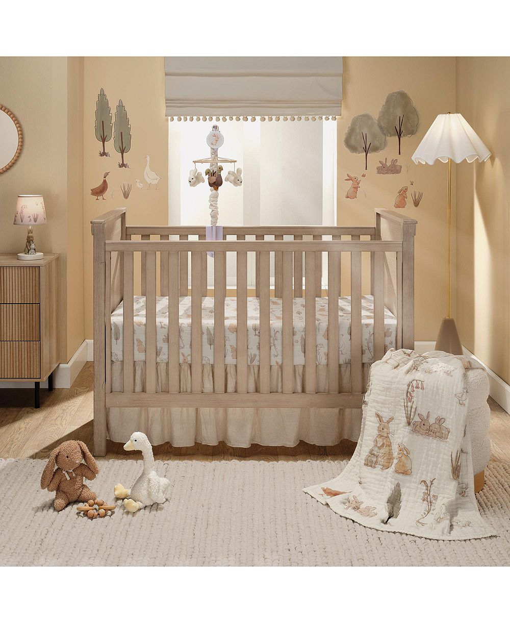 Комплект постельного белья для детской кроватки Lambs & Ivy Bunny Hop из органического хлопка муслин, 3 предмета