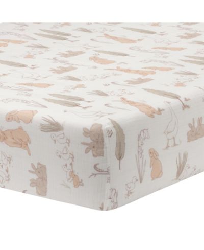 Детская простыня на резинке Lambs & Ivy Signature Bunny Hop Organic Cotton Muslin