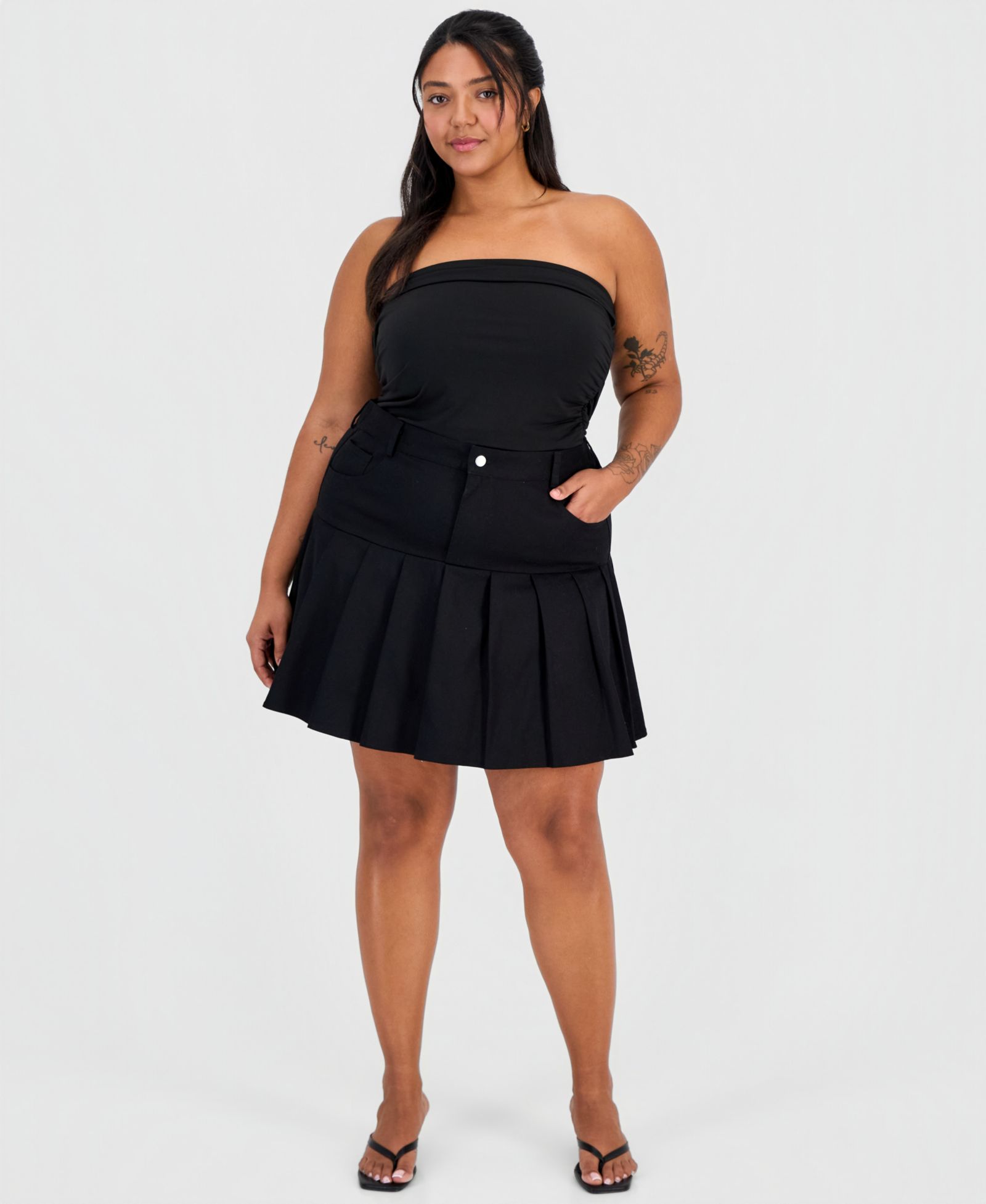 Модная мини-юбка-шорты FULL CIRCLE TRENDS Plus Pleated-Hem
