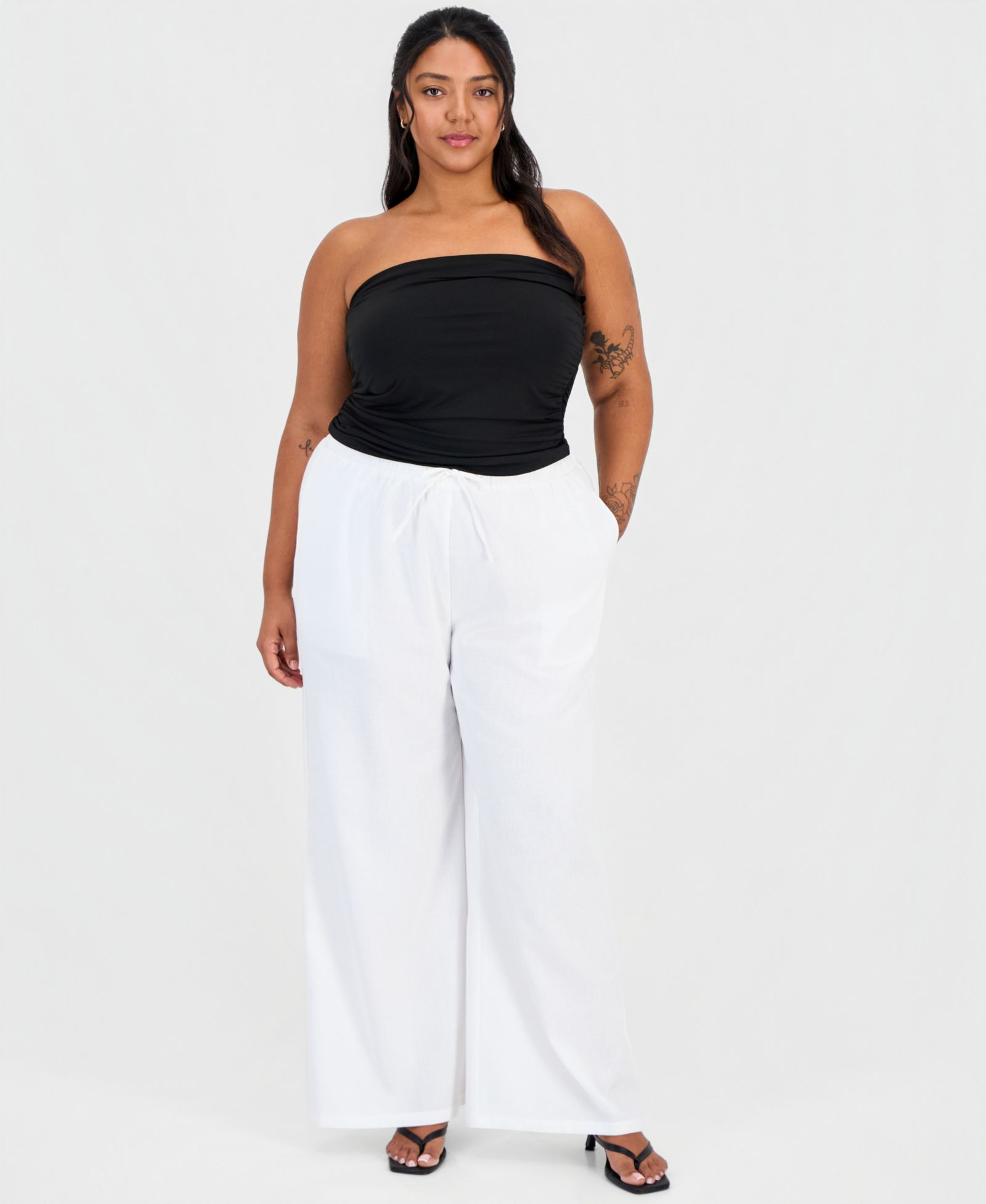 FULL CIRCLE TRENDS модные широкие брюки Plus Size с кулиском на талии