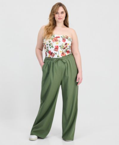 FULL CIRCLE TRENDS модные широкие брюки Plus Size с кулиском на талии