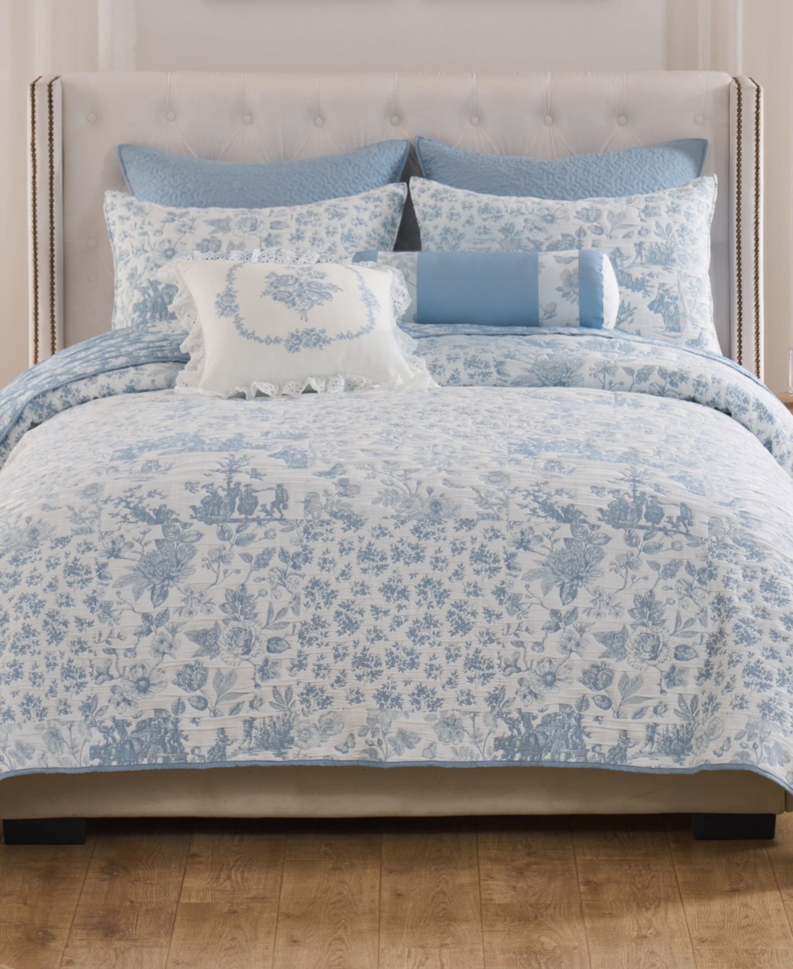 Greenland Home Fashions Двусторонний комплект покрывала Toile Patch из 2 предметов, Twin/Twin XL