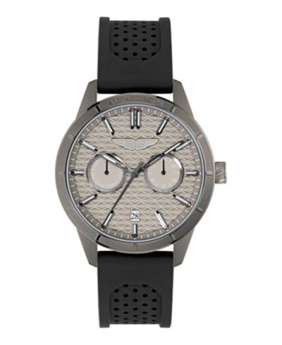 Aston Martin F1 Men's Quartz Gunmetal Guilloche Silicone Strap Watch 42mm