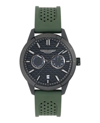 Aston Martin F1 Men's Quartz Black Guilloche Silicone Strap Watch 42mm