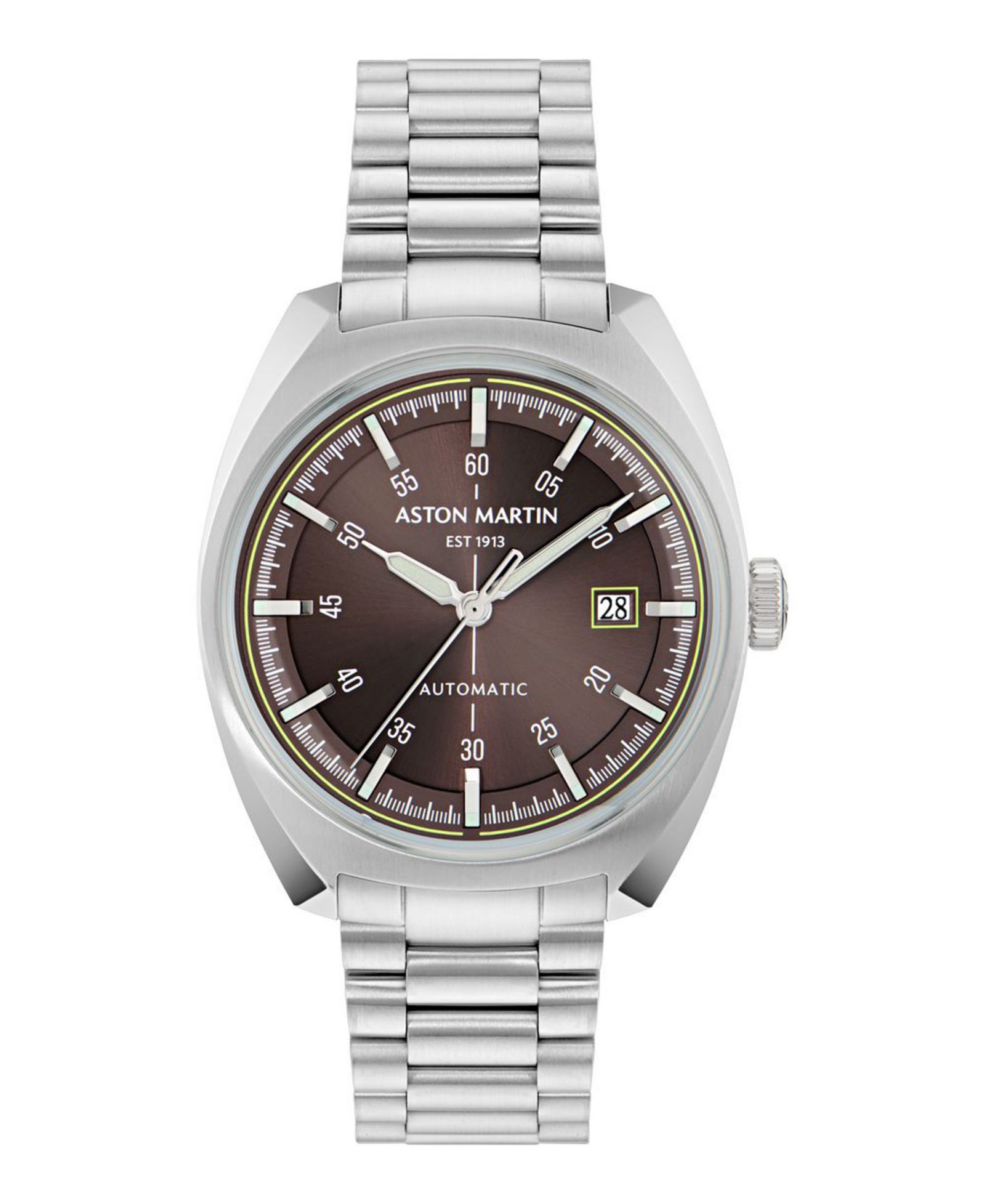 Aston Martin F1 Men's Automatic Brown Stainless Steel Bracelet Watch 41mm