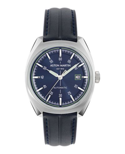 Aston Martin F1 Men's Automatic Blue Leather Strap Watch 41mm