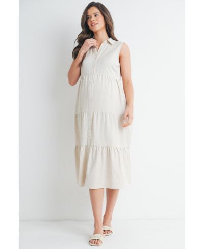 Hello Miz Women's Nursing Button Front Sleeveless Shirt Dress
