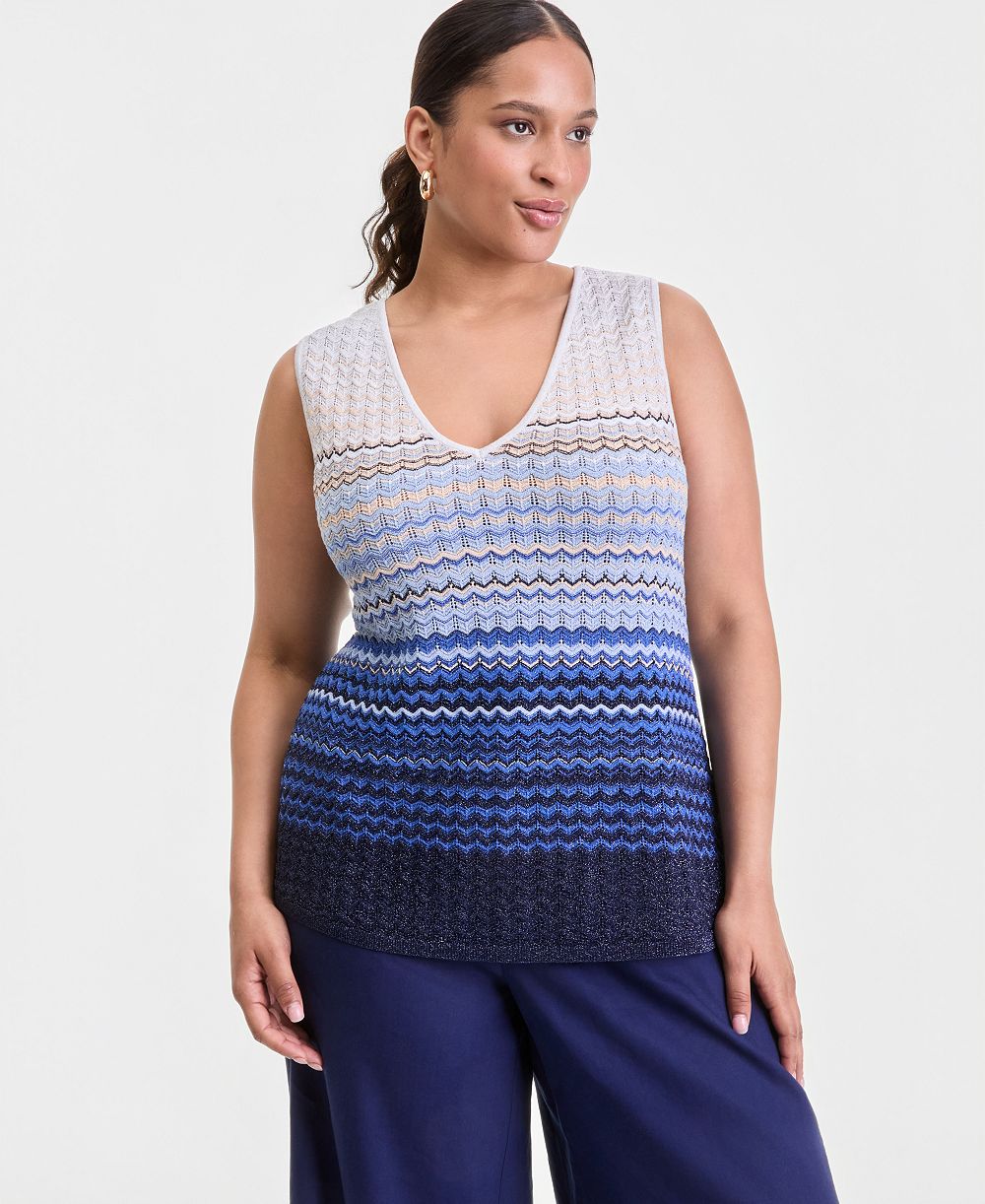 Свитер I.N.C. International Concepts Plus Size Ombré V-Neck без рукавов