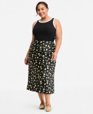 On 34th Женская миди юбка slip с цветочным принтом Plus Size