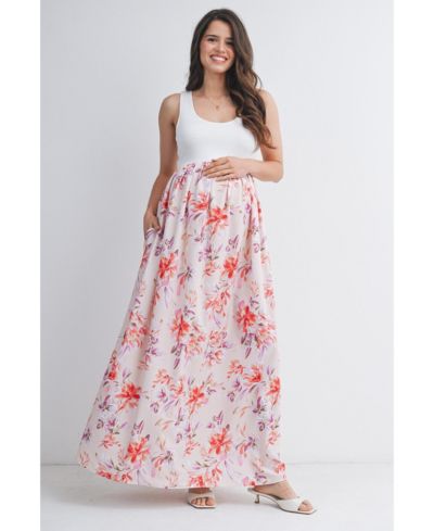 Hello Miz Women's Floral Scoop Neck Sleeveless Maxi Dress