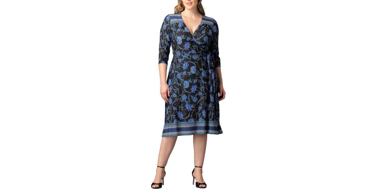 Kiyonna Women's Plus Size Beguiling Border Wrap Dress